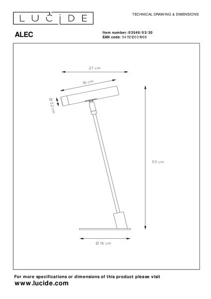 Lucide ALEC - Lampe de bureau - LED Dim. - G9 - 1x3W 2700K - Des anneaux interchangeables inclus - Noir - technique